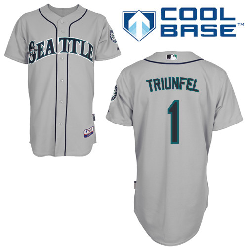 Carlos Triunfel #1 MLB Jersey-Seattle Mariners Men's Authentic Road Gray Cool Base Baseball Jersey